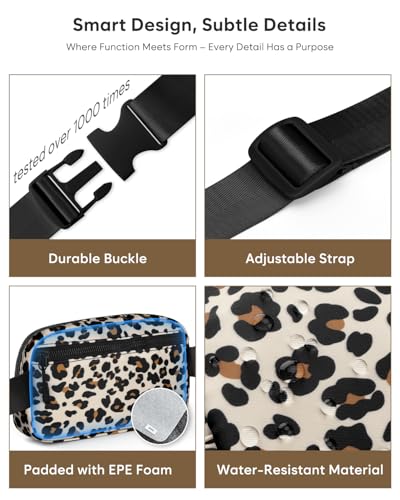 Pritent Fanny Packs for Women Cross Body Bag Waterproof Belt Bag with Adjustable Strap and Zipper Back Pocket Small Crossbody Bags Fashion Waist Packs for Workout Travelling(Leopard, Large) - color: Leopard, size: Large