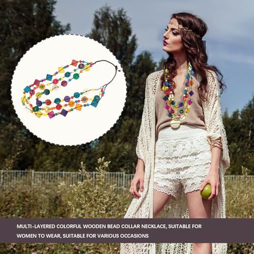 3- Layered Statement Necklace Womens Bohemia Choker Necklaces - color: Colourful