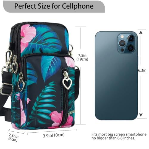 JANKS Small Crossbody Bag for Women - Mini Phone Purses with Crossbody Strap and Wallet - Nylon Arm Bag - color: B-amaryllis