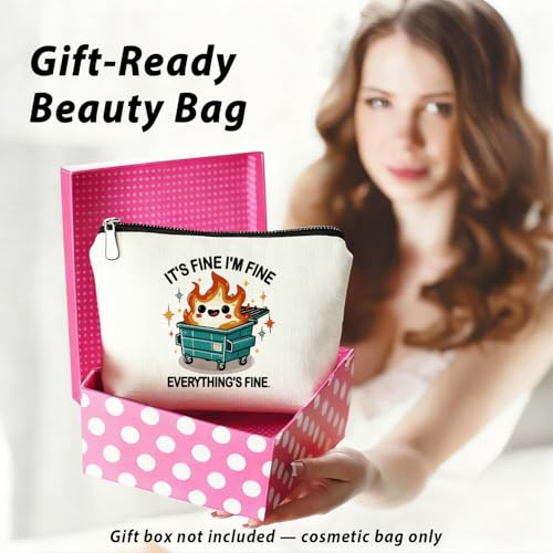 Dumpster Fire Gifts Makeup Bag, Funny Dumpster Bag,Dumpster Fire Cosmetic Bags for Women, Inspirational Positive Encouragement Gifts for Women Zipper Pouch - color: 01-dumpster fire(01)