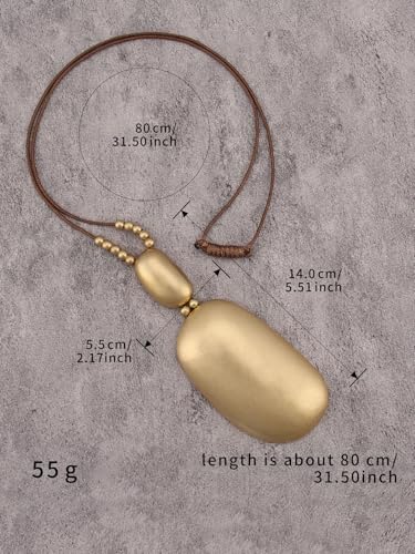 GelConnie Long Necklaces for Women Boho Large Pendant Necklace Casual Bohemian Brown Leather Choker Sweater Circle Statement Stone Necklace - style: Boho Long Necklace