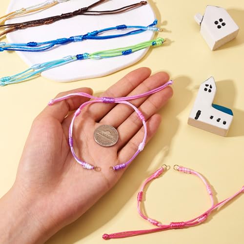 Adjustable Slider Bracelets Colorful Half Finished Bracelets Adjustable Beaded Bracelets DIY Friendship Bracelets for Women Jewelry Making Gifts Supplies - color: Light Colors