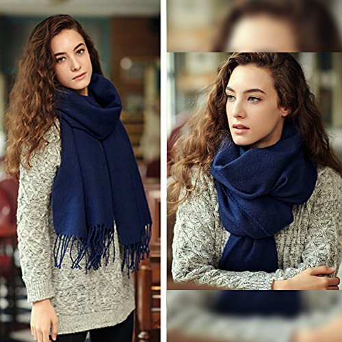 FURTALK Pashmina Shawl Wraps for Women Evening Dresses Blanket Scarves Fashion Scarf Wedding Gifts - color: 02-blue Navy