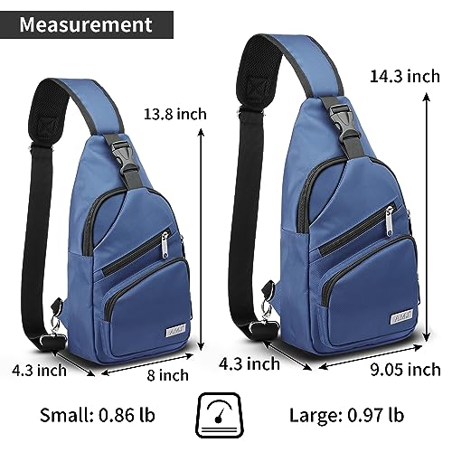 AMJ Crossbody Sling Bag Men Women, Casual Shoulder Backpack, Chest Daypack Satchel for Hiking Travel - color: Blue, size: Small