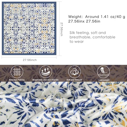 Relang Fashion Silk Satin Head Scarf for Women Hair Bandana Hair Scarf Wrap Neck Scarf for Women 27.5×27.5 inches - color: Blue Pattern