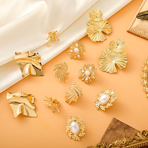 Glenmal Gold Statement Earrings for Women Large Gold Geometric Earrings Woven Twisted Leaf Earring Jewelry Gift - style: Lovely Style