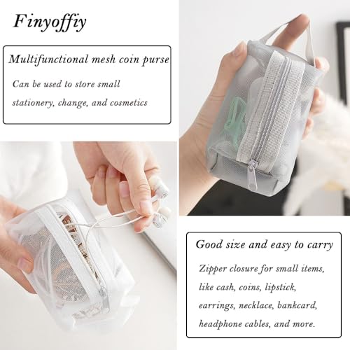 3pcs Portable Square Mesh Storage Bag,Zippered Cosmetic Bag,Small Square Mesh Coin Purse Travel Storage Carry Pouch (Black,White,Grey) - color: 3pcs