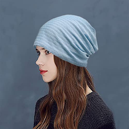 XYIYI Womens Chemo Headwear Hats Cotton Slouchy Beanie Cap Scarf - color: 2pcs Beige Blue-aa