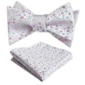 Alizeal Mens 2pcs Classic Floral Pattern Self-tied Bow Tie and Handkerchief Set - color: 045-gray+lavender
