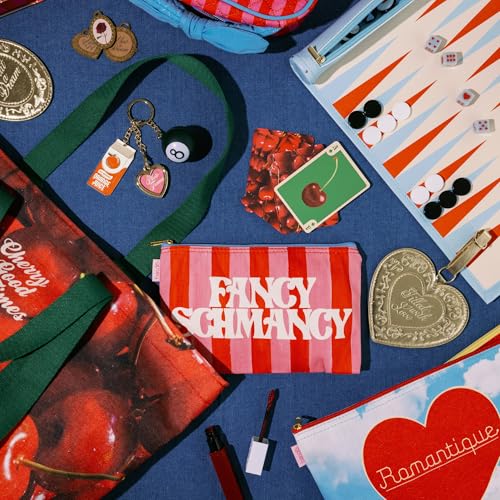 ban.do Travel Bags Carryall Trio, Cotton Bag Set, Zipper Pouch Set, 3 Zip Pouches for Pencils, Toiletries, or Accessories (Fancy Shmancy)