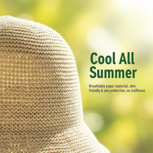Women Straw Hat Beach Sun Cap Foldable Paper Knitted for Travel Summer Vacation Soft Lightweight Breathable - color: Beige