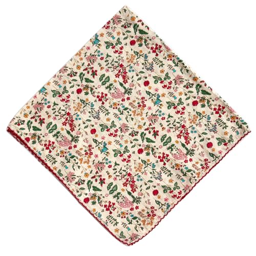 21x21 inches 100% Cotton Bandana for Women - Soft Square Scarf, Multi-Purpose Head Covering, Hair Bandana - color: P04-ditsy Floral a on Pale Orange