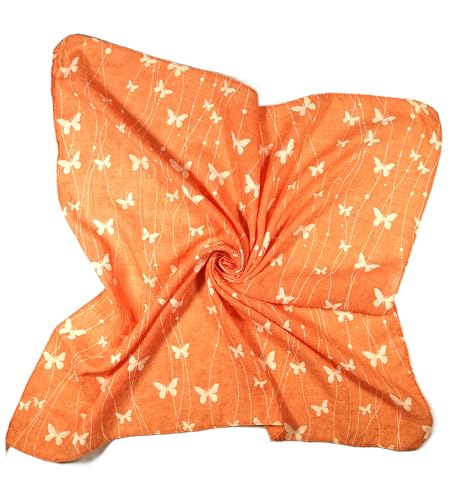 Shanlin Unisex Cotton Square Bandanas Scarves 24x24 - color: Butterflies-orange