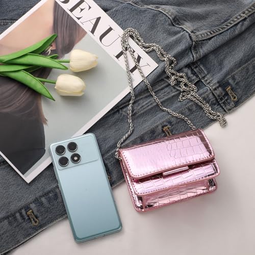 Sightor Silver Mini Crossbody Bag for Women, PU Leather Small Evening Purse, Dressy Clutch Handbag for Nightclub Parties - color: Pink