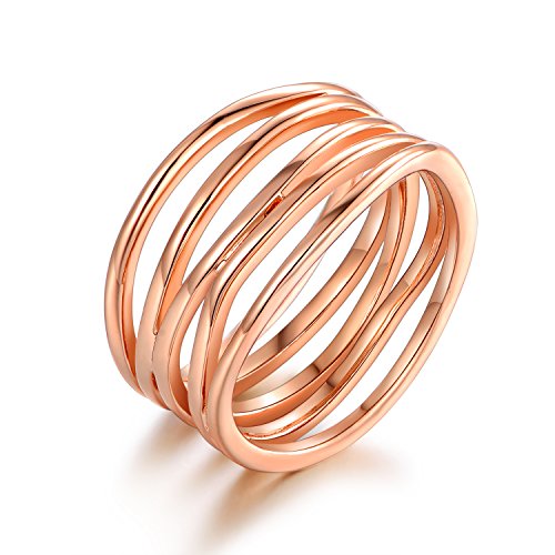 Barzel 18K Gold Plated Statement Ring For Women, Trendy Statement Ring, Sizes 5-10 - Made in Brazil - color: Rose Gold