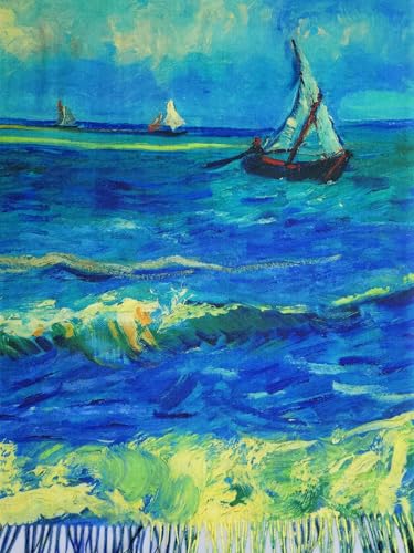 VENVSBEE Reversible Scarf Soft Large Shawl Wrap Blanket Double Sided Art Print Warm Pashmina Stoles Klimt Van Gogh Gifts - color: Art 30