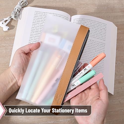 Mr. Pen- Clear Pencil Pouch, 8.50"x4.25", 3 Pack, Durable TPU Material | Medium Water-Resistant Pencil Bags with Smooth Zipper, Multipurpose Clear Pouch for Stationery, School, Office - color: Autumn, size: 3 Pack, Medium