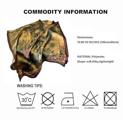 Acotavie Scarfs for Women Dressy Fashion Scarves Long Floral Pattern Scarf Lightweight Sunscreen Shawls - color: C018
