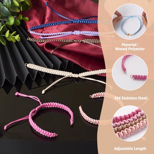 Adjustable Slider Bracelets Colorful Half Finished Bracelets Adjustable Beaded Bracelets DIY Friendship Bracelets for Women Jewelry Making Gifts Supplies - color: Mixed Colors