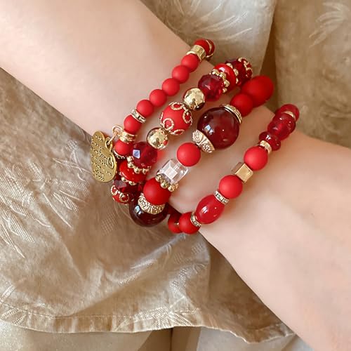 Beaded Bracelets for Women,Bohemian Stackable Style Multilayered Stretch Bracelets Friendship Jewelry Summer - color: Style 10, size: Heart