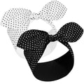 Hicarer 2 Pieces Polka Dot Headband Bandana Headband 50s Costume Hair Accessories Bows Wide Head Wrap for Women(Black, White,Small Dots) - color: Black, White, style: Small Dots