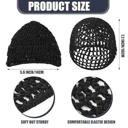 Geyoga 4 Pieces Mesh Crochet Hair Net Rayon Knit Snood Hat Thick Short Women Hairnet Snoods Cover Ornament for Sleeping (Black,Purple,Blue,Pink) - color: Black,purple,blue,pink