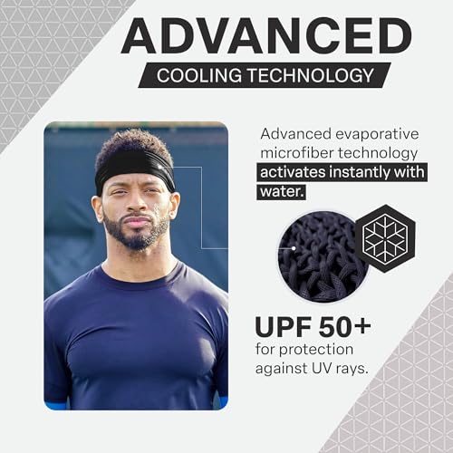 COLD FACTOR Cooling Headband for Women and Men – UPF 50+ Advanced Evaporative Comfort, Instant Cooling Sweatband for Outdoor Sports, Fitness, Yoga, Hiking, Running, and Workout - color: Black