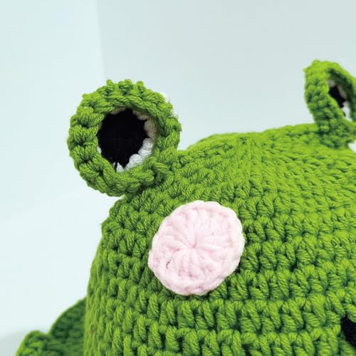 KORADI Womens Crochet Bucket Hat Ruffled Brim Knitted Hats Winter Boho Handmade Caps - color: Green-frog