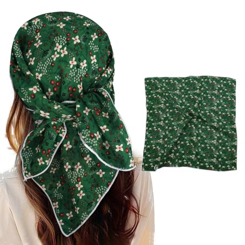 Bandanas for Women Men 21"x21" Floral Headband Scarf Versatile Hair Bandana Square Head Scarf - color: Green Garden