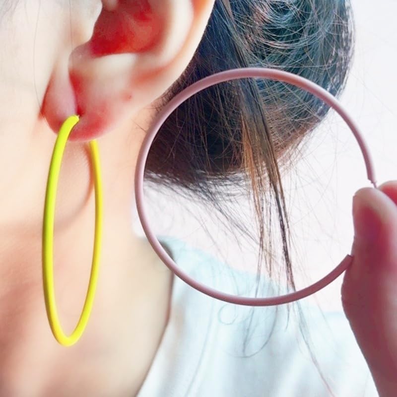 6cm Colorful Hoop Earrings - Lightweight Hypoallergenic Gift - color: Green