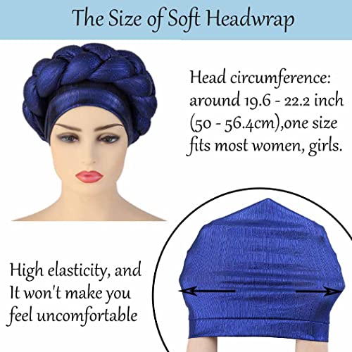 Woeoe African Headwrap Gold Braided Turbans for Women - color: Blue