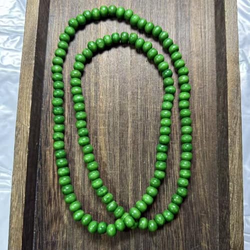 Punk Cool Colorful 8mm Wood Beads Chunky Strand Chunky Necklace Natural Wooden Chain Unisex Hip Hop Handmade African Statement Retro Bohemian Jewelry for Women Men - color: green