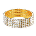 Zealmer Sparkle Multicolor Rhinestone Stackable Stretch Bracelets for Women - color: 5 Row Gold Bracelet