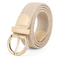 JASGOOD Women Men Braided Woven Elastic Stretch Waist Belt Golf Canvas Fabric Casual Belt for Jeans Pants - color: A-beige, size: Fit Size 42"-45"