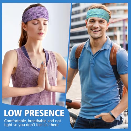18 Pcs Sports Sweatbands for Men Women Camo Headbands Workout Non Slip Headbands Breathable Head Band Fitness Stretchy Unisex Hairband for Yoga Running Cycling Ball - color: Space Tie Dye