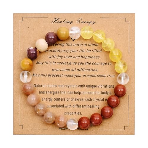 Strong Healing Crystal Bracelet 8MM Genuine Stone Bracelet Lucky Beaded Bracelet Chakra Bracelet 6.5 inch Positive Energy Inspirational Gifts for Women Mom - style: Joy Happiness