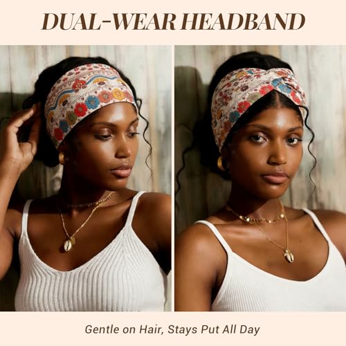 Awumbuk Wide Headbands for Women, 7.08 Inch Thick Boho Turban Style Hair Wraps, Non-Slip Moisture-Wicking Workout Headband for Sports, Yoga, Daily Fashion, 8 Pack Multi Colors (rose pink) - color: rose pink