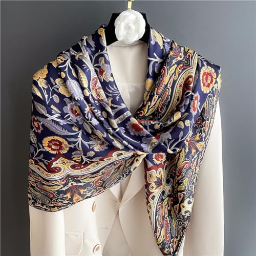 K-Elewon Large Square Scarf 43" Silk Scarf Fashion Scarves Silk Feeling Hair Wrapping Scarfs Night Sleeping Headscarf - color: Vb05