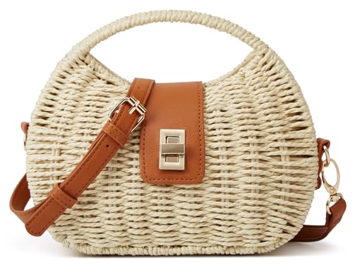 Handmade Straw Woven Bag Beach Clutch Purses Women Vacation Shell Shoulder Crossbody Summer Dumpling Handbag Basket Tote - color: B-beige