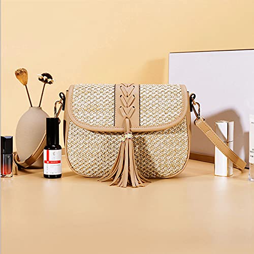 Goclothod Women Crochet Fringed Shoulder Bag Cotton Tassel Crossbody Bag Hippie Beach Purse - color: X-tassels