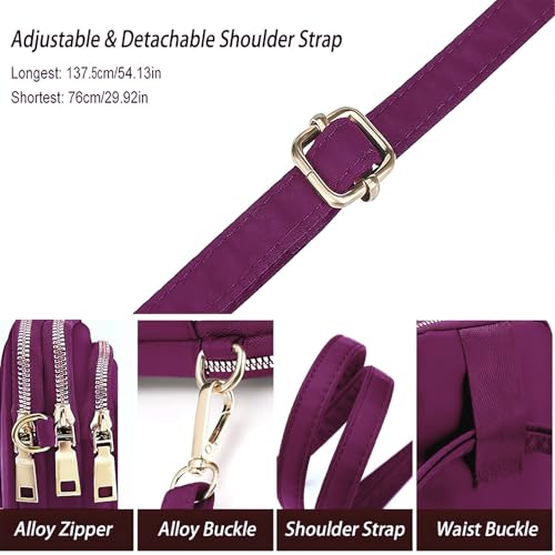 WITERY Waterproof Nylon Cute Crossbody Cell Phone Purse Smartphone Wallet Bag for Women - color: Purple 3