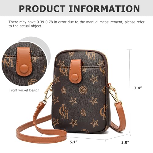 myfriday Vintage Crossbody Phone Bag for Women, Small PU Leather Shoulder Purse and Handbag - color: B-star Brown