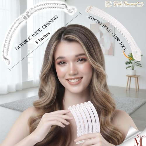 RC ROCHE 6 Pcs Banana Hair Clip Thin Hair Fine Ponytail Maker No Slip Small Claw for Women Secure Grip Jaw Clamp Cute Strong, Medium Transparent - color: Clear
