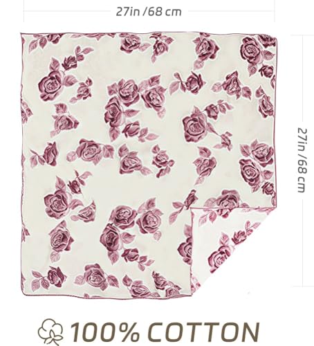 Cotton Bandana,Large Bandanas for Women,Head Coverings for Women,Head Scarf Handkerchief, Square Headband 27" x 27" - color: 27-19-rose-purple