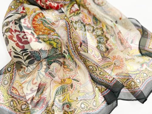 MINIDORA Lightweight Scarves for Women Elegant Floral Pattern Scarf Shawls Sunscreen Head Shawls - color: Style 14-black