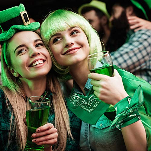 Blulu 12 Pack Neon Bandanas Bulk Multi Purpose Paisley Cowboy Bandanas for Men Women Headband Western Music Festival Rave - color: Assorted Green