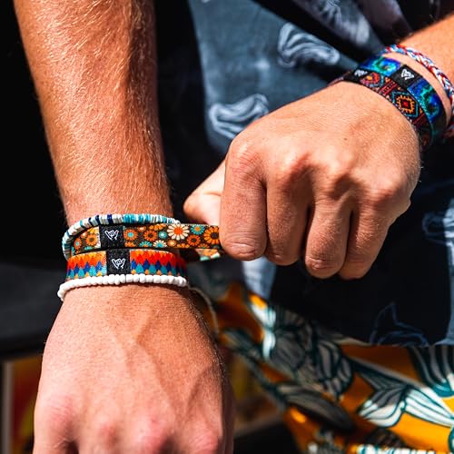 Hang Loose Bands - Southwestern Bracelet for Men, Women & Teens - Comfy Tribal Print and Boho - Western Style Reversible Wristband - Thunderbird | Medium: 7.5" (for large wrists)