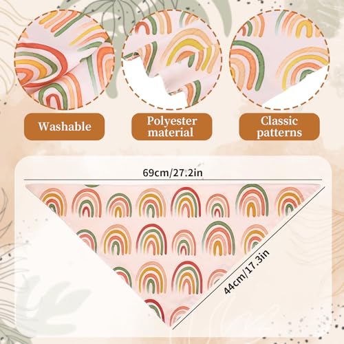 Whaline 4 Pcs Boho Pet Bandanas, Daisy Rainbow Floral Flower | Dog Scarf, Washable, Adjustable Triangle, For Cat Pet Birthday Costume