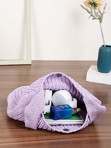 ENBEI Women's Crochet Tote Bag Knit Shoulder bag,Aesthetic Bag,Cute Eco-Friendly Tote for Travel,Daily Use,Gift Box Packaging - color: Purple
