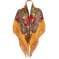Gudessly Women's Traditional Scarf Wrap Tassel Fringes Neck Head Shawl Retro Scarf Floral Poncho Printing Square Cape 50inch - color: Yellow